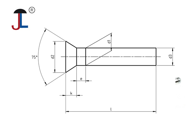 What is the angle of a countersunk rivet head?